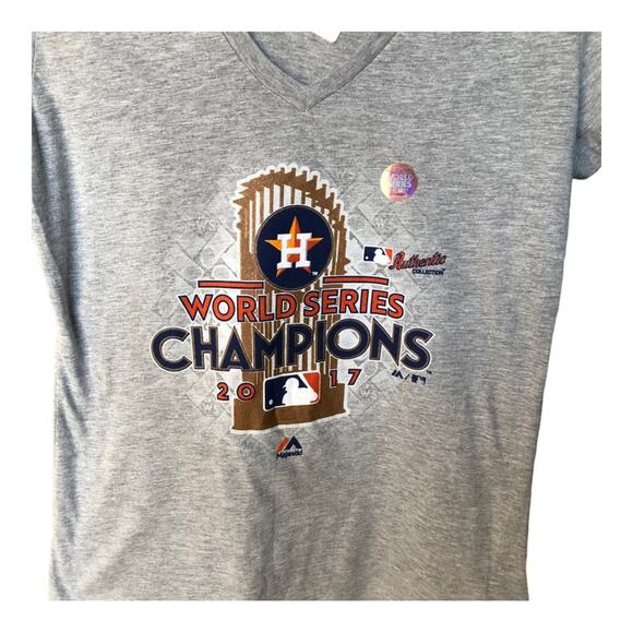 Majestic NWT 2017 Houston Astros World Series Graphic Tee V-Neck, Medium - Picture 7 of 16